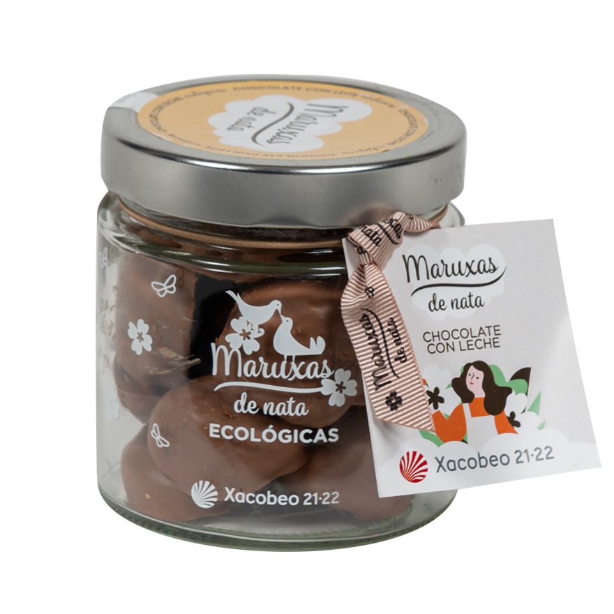 Tarro de Maruxas de nata con chocolate con leche