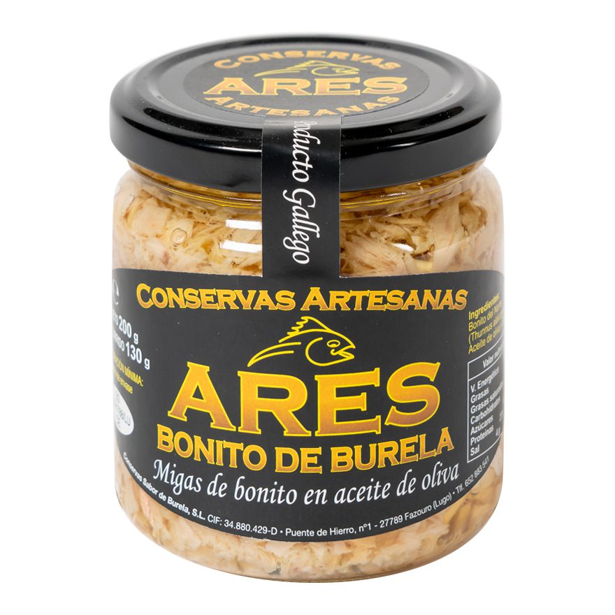 ➤ Conservas Ares - Migas de bonito de Burela en aceite de oliva • La Mejorana Deli Shop